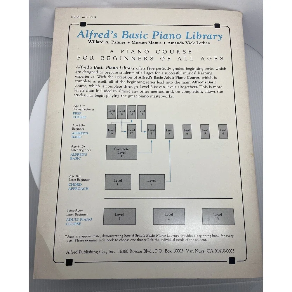 Alfred's Basic Adult Theory Piano Book Level One‎ Learn Piano Beginners Book